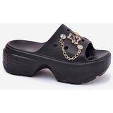 Boto Foam Women's Slippers on Massive Platform with Golden Decorations Black Ivoriel | shoptok.hr