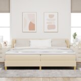 Box Spring Krevet s Madracem - Krem - 200x200 cm - Tkanina | shoptok.hr