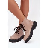 Boto Insulated women's ankle boots on platform with laces dark beige Harmine | shoptok.hr