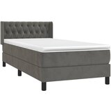 Box spring krevet s madracem tamnosivi 90x190 cm baršunasti | shoptok.hr
