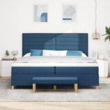  Posteljni okvir z vzmetnico in klopjo Modra 200x200 cm Tkanina, (22049028) | Shoptok.si