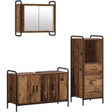  Set ormarića za kupaonicu 3 kom. Staro drvo 40 x 36 x 109 5 cm - Staro drvo Ormarić ispod sudopera (3 vrata) + viseći ormarić + | shoptok.hr
