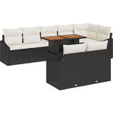  9-delni vrtni kavč set z blazinami Črn poli ratan, (22090879) | Shoptok.si