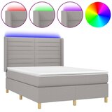  box spring s madracem LED svjetlosivi 140x200 cm tkanina | shoptok.hr