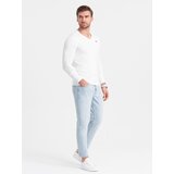 Ombre Set of men's SLIM FIT longsleeves with V-neck and logo 2-pack | Shoptok.si