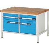 eurokraft pro delovna miza z ogrodjem serije 8, 2 predala 180 mm, 2 vrat 360 mm, šxg 1250 x 700 mm | Shoptok.si