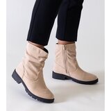  Beige gathered ankle boots made of eco-suede Hinda | shoptok.hr
