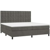  Box spring postelja z vzmetnico temno siva 200x200 cm žamet, (20789005) | Shoptok.si