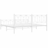  Metalni okvir kreveta uzglavlje i podnožje bijeli 193x203 cm | shoptok.hr