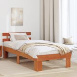  Krevetni okvir sa uzglavljem smeđe boje 100x200 cm od čvrstog drveta borovine | shoptok.hr