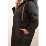 Kesi Włoski Plus Size women's quilted jacket with a hood and the word HOPE black | shoptok.hr