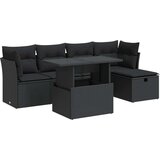 6-dijelni set vrtnih sofa s jastucima crni od poliratana | shoptok.hr