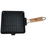 Cast Iron grill tava s odvojivom drvenom ručkom, 24 cm