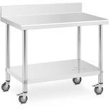 Royal Catering Miza, stenska delovna plošča z robom, na kolesih, 1 polica, 100 x 60 cm, do 155 kg, (21831594) | Shoptok.si
