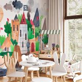  Foto tapeta - A colourful treasure island with a castle - a pirate ship at sea for children 150x105 Vodootporna | shoptok.hr