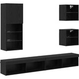 TV zidne jedinice s LED-om 5 pcs Crni hrast Konstruirano drvo | shoptok.hr