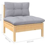  Vrtna sedežna garnitura 5-delna s sivimi blazinami borovina, (20971901) | Shoptok.si