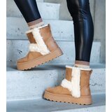 Gemre Dark beige eco-suede platform snow boots adorned with fur Peters | Shoptok.si