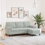vidaXL Trosjed s tabureom svjetlosivi 180 cm baršunasti Cijene