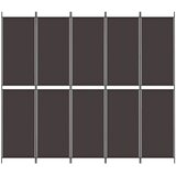 Sobna pregrada s 5 panela smeđa 250x220 cm od tkanine | shoptok.hr