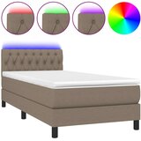 box spring s madracem LED smeđesivi 100x200 cm tkanina | shoptok.hr