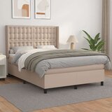  Box spring postelja z vzmetnico kapučino 140x200cm umetno usnje, (20896432) Cene