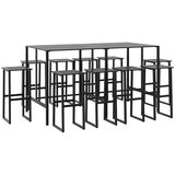  11-dijelni vrtni barski set crni od čelika obloženog prahom | shoptok.hr