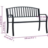  Vrtna klupa crna 120 cm čelična | Eponuda.com