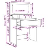  Toaletne mize za spalnice Dimljeni oreh 80 x 39,6 x 135 cm, (5000093173) | Shoptok.si