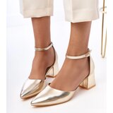Gemre Golden block heel pumps with ankle strap Keris | ePonuda.com
