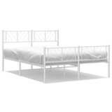 Maison Chic Kovinski Posteljni okvir - Dvoposteljna postelja - Zakonska postelja z vzglavjem in vznožjem bel 135x190 cm, (21695672) | Shoptok.si