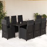 vidaXL 9-dijelni vrtni blagovaonski set s jastucima crni od poliratana | shoptok.hr