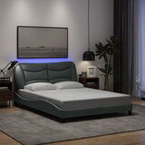 Maison Chic Posteljni okvir - Dvoposteljna postelja - Zakonska postelja z LED brez vzmetnice svetlo siv 140x200 cm, (21697302) | Shoptok.si