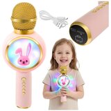 Izoxis Karaoke mikrofon Bluetooth za otroke – brezžični mikrofon z zvočnikom, RGB LED, USB-C, roza | Shoptok.si