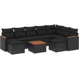 vidaXL Vrtna sedežna garnitura 10-delna z blazinami črn poli ratan, (21058464) | Shoptok.si