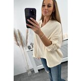 Kesi Cotton blouse with rolled up sleeves light beige | shoptok.hr