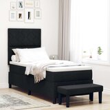 vidaXL vzmetnična postelja z vzmetnico in klopjo Črna 80x200 cm Tkanina, (22083672) | Shoptok.si