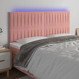 The Living Store LED posteljno vzglavje roza 180x5x118/128 cm žamet - LED Vzglavje, (21659636) Cene