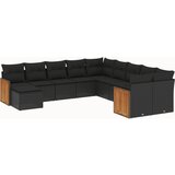  The Living Store Vrtna sedežna garnitura 11-delna z blazinami črn poli ratan - Vrtna Sedežna Garniture, (21453206) | Shoptok.si