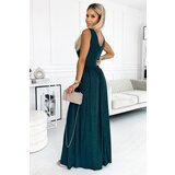Numoco Long brocade dress with a neckline and slit | Shoptok.si