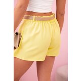 Kesi Włoski Women's skirt shorts with pleats and belt yellow | shoptok.hr