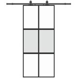  Klizna vrata s priborom crna 90 x 205 cm kaljeno staklo | shoptok.hr