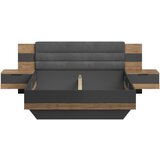 Hom`in POSTELJNA GARNITURA 180 cm x 200 cm , tekstil, leseni material barve grafita, barve hrasta | Shoptok.si