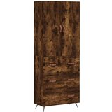 vidaXL Visoka komoda dimljeni hrast 69 5x34x180 cm konstruiranog drva - Dimljeni hrast 1 3 ladice | shoptok.hr