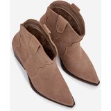 Boto Slip-on Women's Cowboy Boots Made of Natural Suede Beige Beretta | ePonuda.com