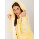 Fashion Hunters Light yellow fur vest with hood Cene