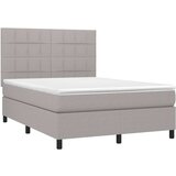 Krevet box spring s madracem LED svjetlosivi 140x200 cm tkanina | shoptok.hr