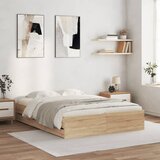 vidaXL Posteljni okvir s predali sonoma hrast 140x190cm inženirski les Cene
