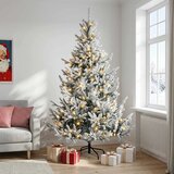  Umjetno božićno drvce s nogom 180 cm 300 LED lampica - Zelena i bijela 180 cm s LED svjetlima | shoptok.hr