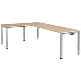 mauser Pisalna miza, kotna, spodnji del iz kvadratne/okrogle cevi, VxŠxG 650 - 850 x 2000 x 800 mm, kotni element na levi strani (širina 1000 mm), plo | Shoptok.si
